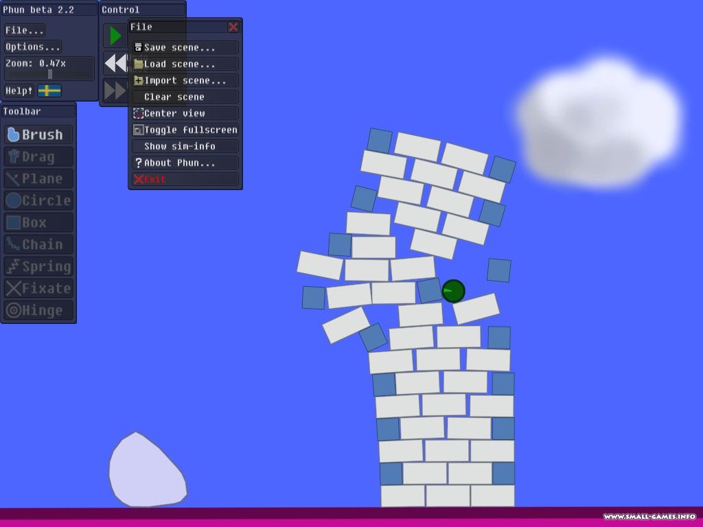 Phun is a free game like 2D physics sandbox where you can play with physics...